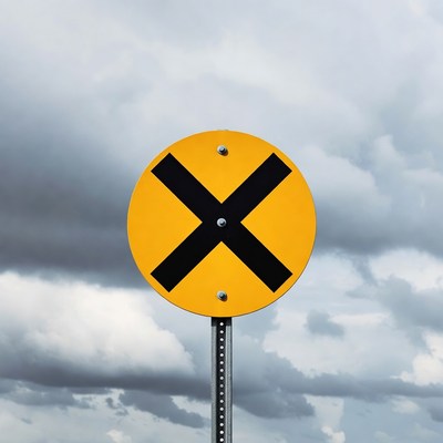 Yellow Railroad Crossing Sign