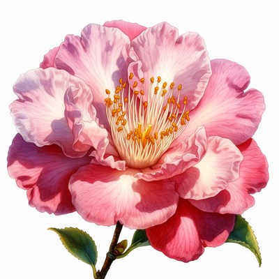 Pink Camellia Flower Closeup