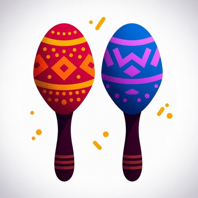 Red and Blue Maracas Illustration