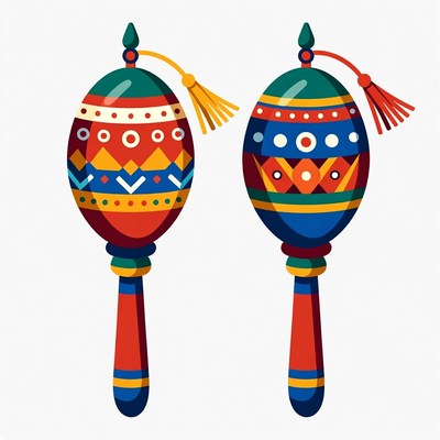 Colorful Maracas Illustration Pair