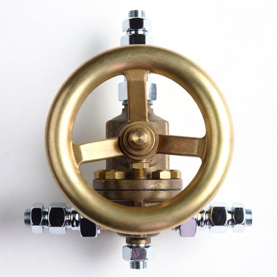 Brass Valve with Wheel Top View