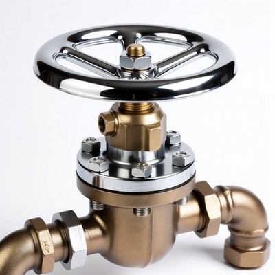 Brass Valve on Pipe