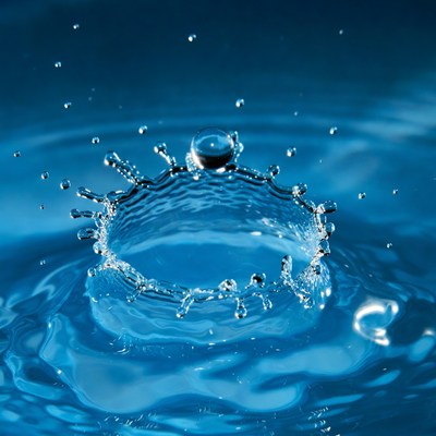 Water splash crown droplets