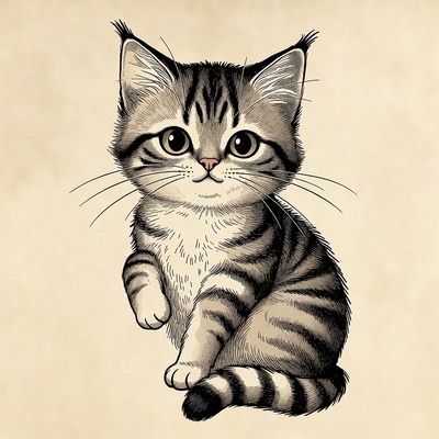 Cute tabby kitten illustration