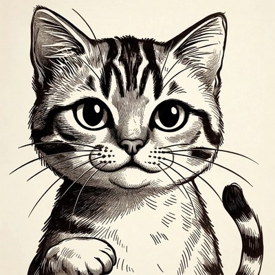 Cute tabby kitten illustration