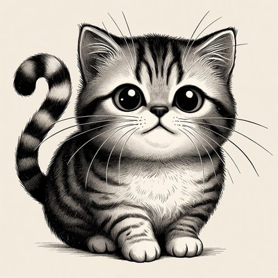 Cute tabby kitten illustration