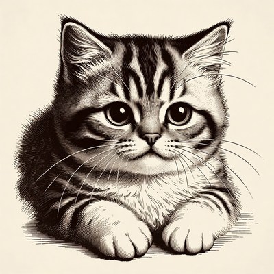 Cute tabby kitten illustration