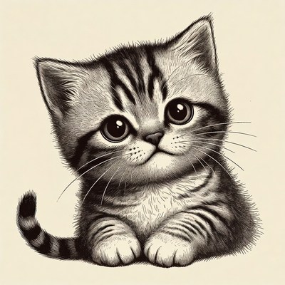 Cute tabby kitten illustration