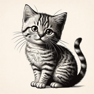 Cute tabby kitten sitting