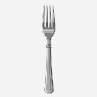 Silver Fork on White Background