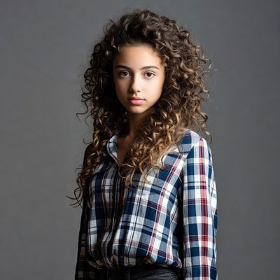 Teen girl with curly hair