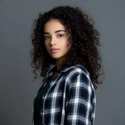 Young woman with curly hair