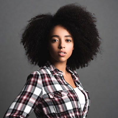 African-American woman with curly hair