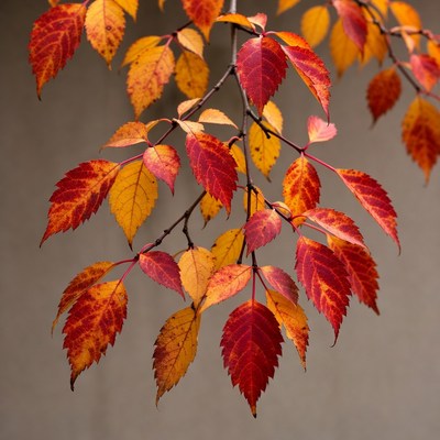 Autumn Red Maple Leaves Branch