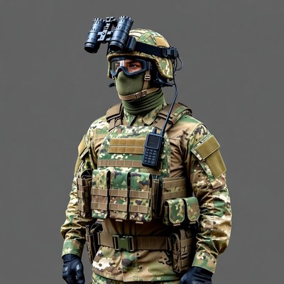 Soldier with night vision goggles