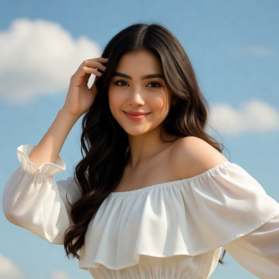 Young Asian woman smiling outdoors