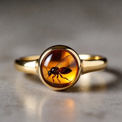 Amber Ring with Bee