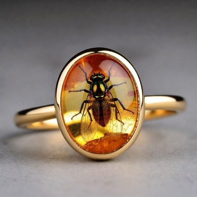 Amber Ring with Trapped Fly