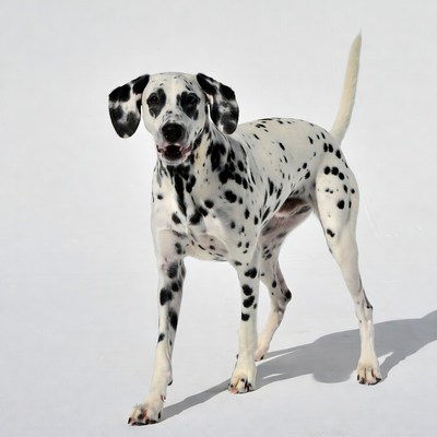 Dalmatian standing on white background