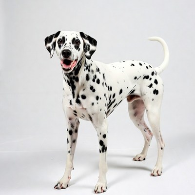 Dalmatian dog standing on white background