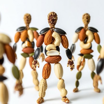 Nut Figures on White Background