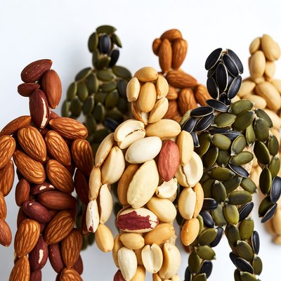 Nut Figures Group on White Background