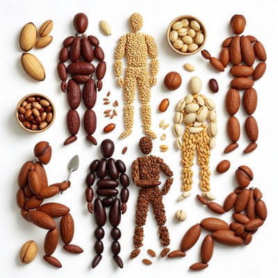 Nut Figures on White Background