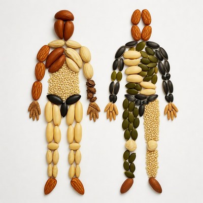Two Nut Figures on White Background
