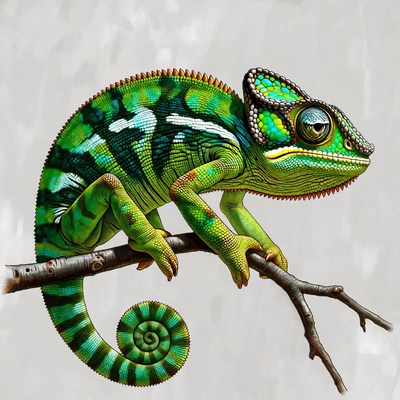 Chameleon clinging to branch