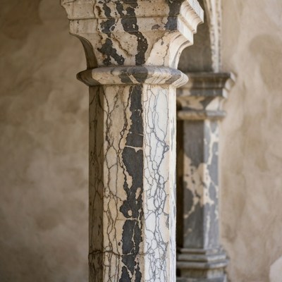 Ancient Marble Columns with Cracks