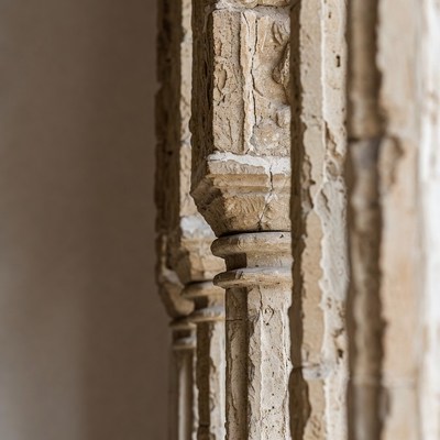Ancient Stone Columns Closeup