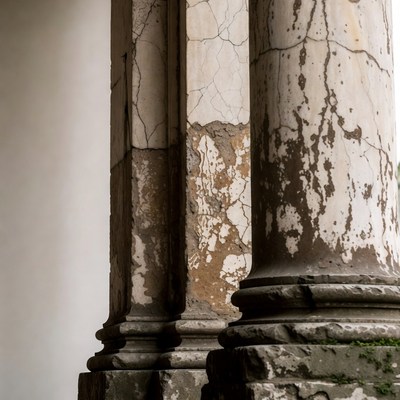 Weathered Stone Columns Closeup