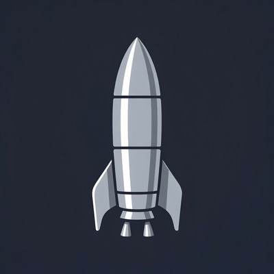 Silver Rocket on Dark Background
