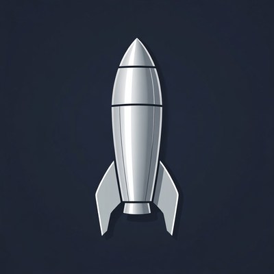 Silver Rocket on Dark Background