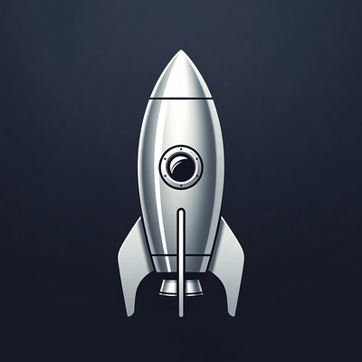 Silver Rocket on Dark Background