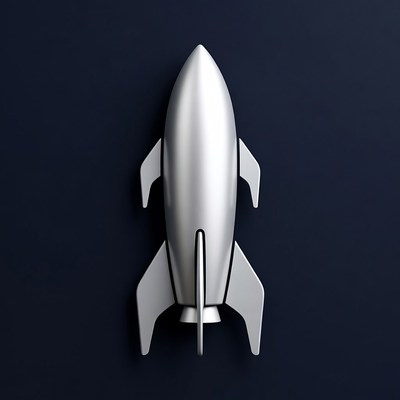 Silver Rocket on Dark Background