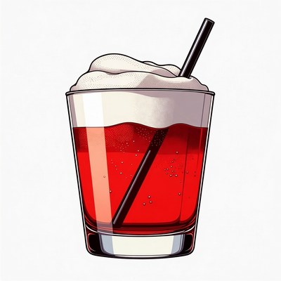 Red Drink with Whipped Cream and Straw