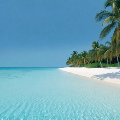 Tropical beach with palm trees