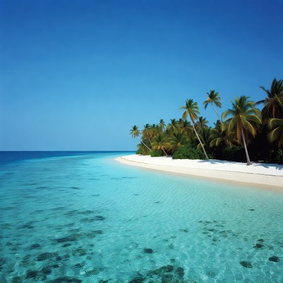 Tropical Island with Palm Trees