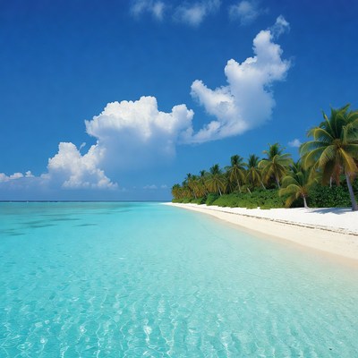 Tropical beach with palm trees