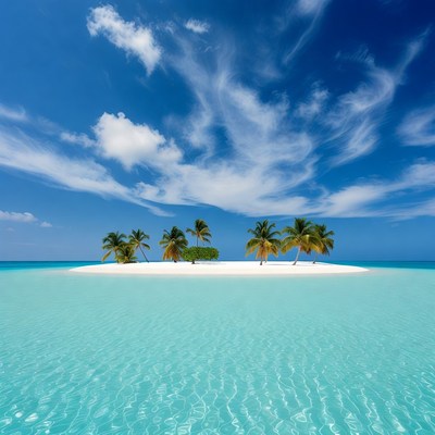 Tropical Island with Palm Trees