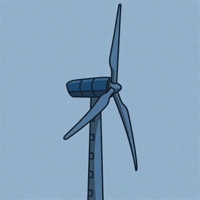 Blue Wind Turbine Illustration