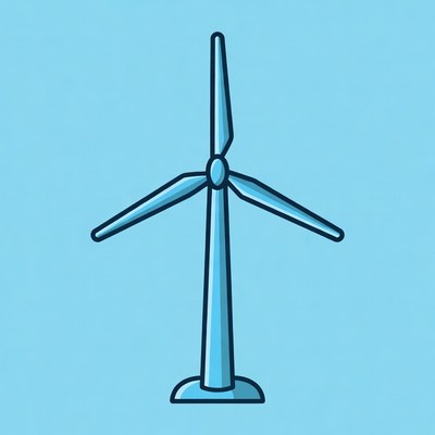 Blue Wind Turbine Illustration