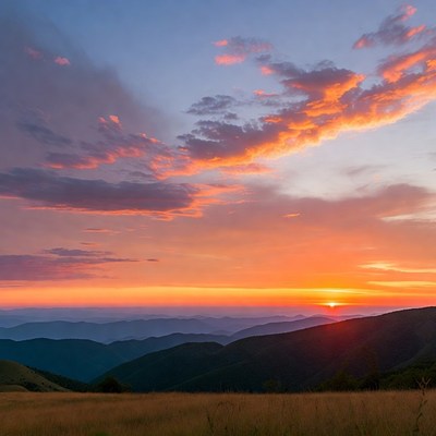 Sunset over Mountain Range