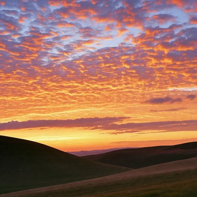 Vibrant Sunset Over Rolling Hills