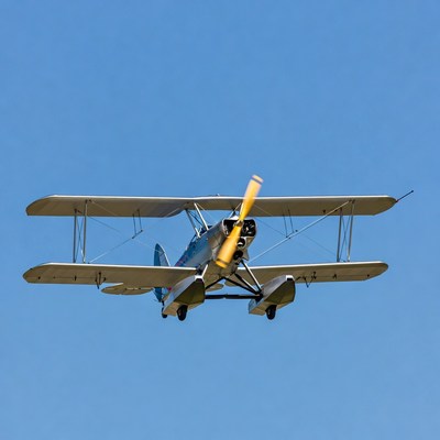 Blue Seaplane Flying in Sky