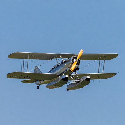 Seaplane Flying in Blue Sky