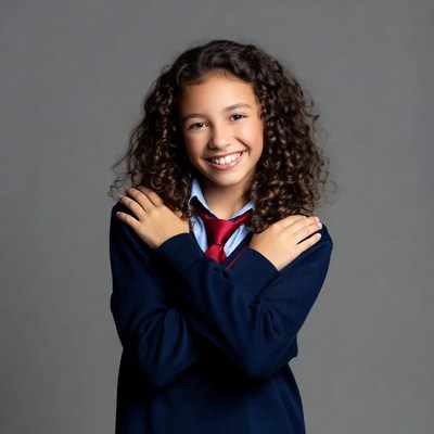 Smiling girl in school uniform