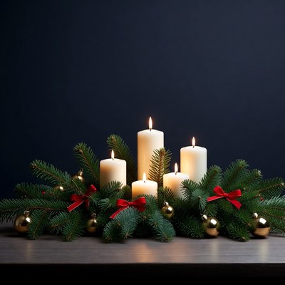 Advent wreath with white candles