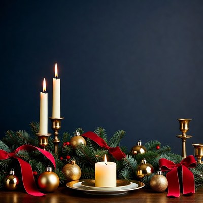 Christmas Candles with Ornaments